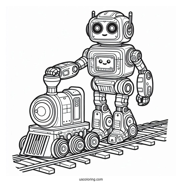 Robot Trains Coloring Page For Kids