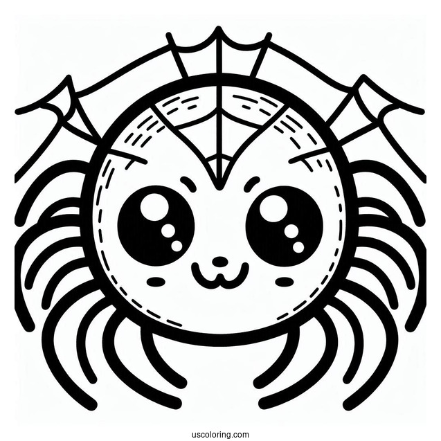 Simple Outline Of Cute Spider For Preschoolers
