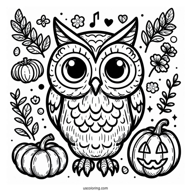 Coloring Sheet Of Halloween Themed Owl