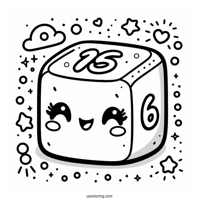 Smiling 16 Numberblocks Coloring Page