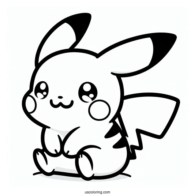 Kawaii Baby Pikachu Coloring In For Preschoolers