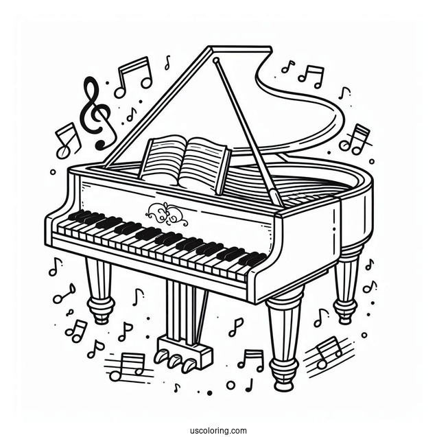 Music Coloring Page Of Easy Grand Piano Outline