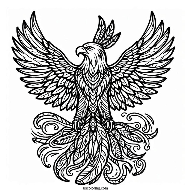 Native American Coloring Page of Eagle Spirit Animal For Kids