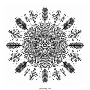 Flower Christmas Mandala Coloring Page