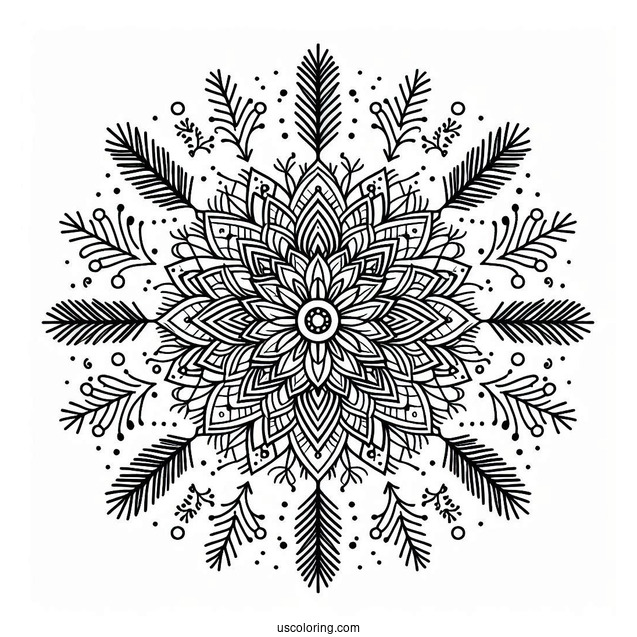 Flower Christmas Mandala Coloring Page