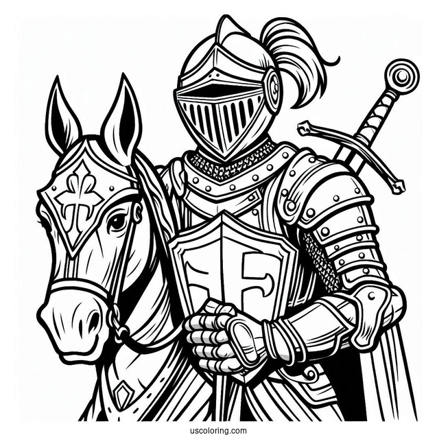 Medieval Knight Coloring Page For Kids