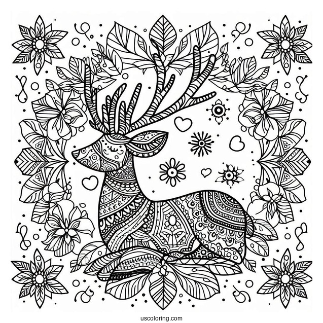 Reindeer Mandala Coloring Sheet For Relaxation