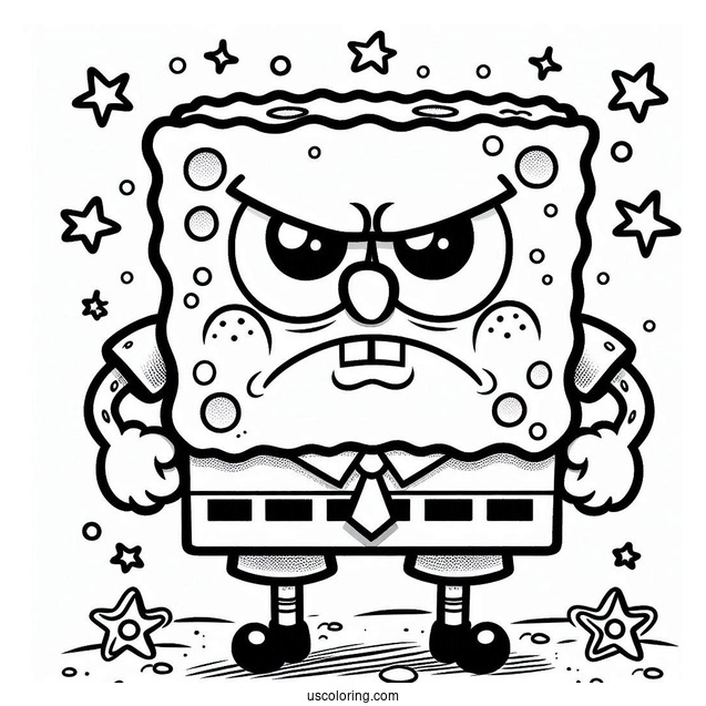 SpongeBob Coloring Page Of Frowning Sam Star In Bikini Bottom