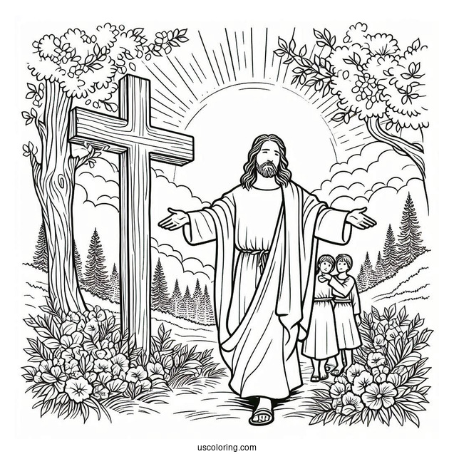 Loving Jesus Coloring Page In Nature