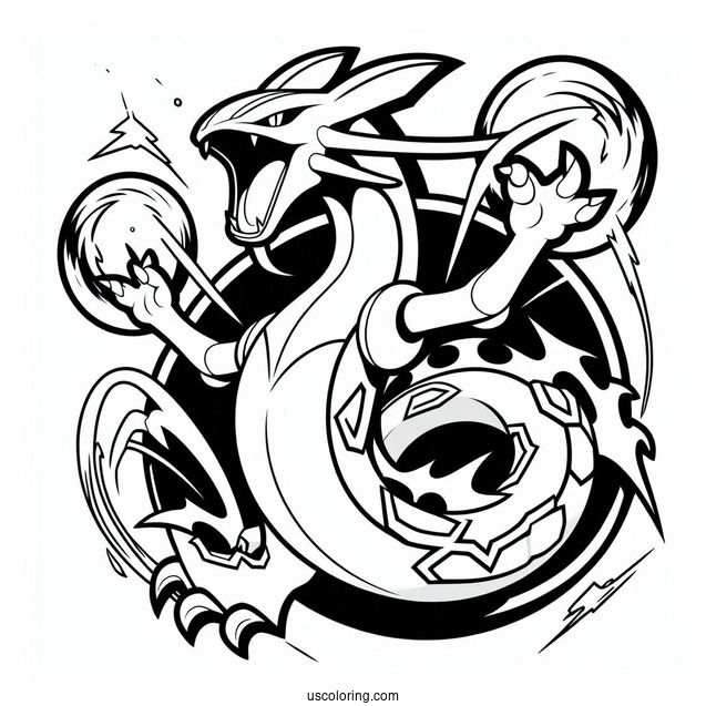 Rayquaza Coloring Page Roaring