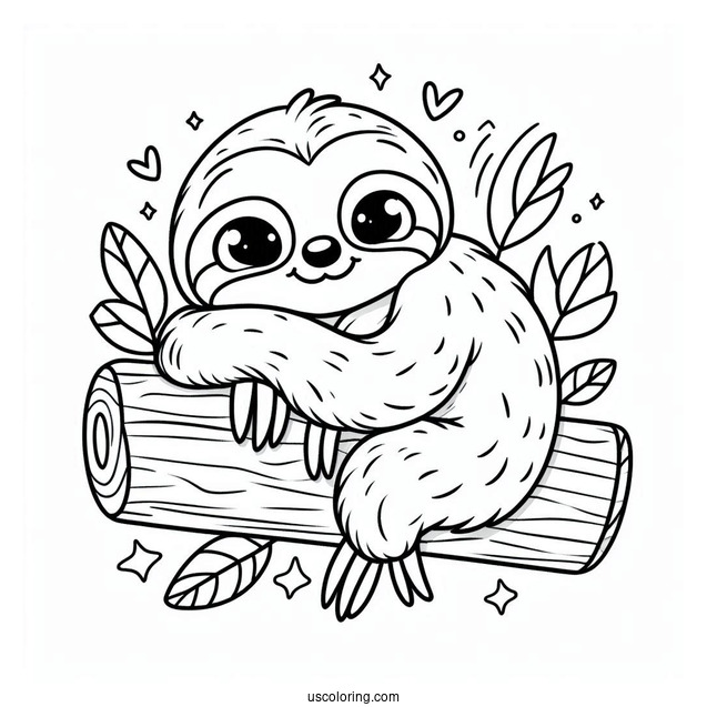 Smiling Sloth Coloring Sheet