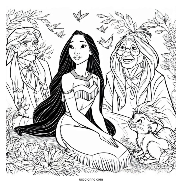 Pocahontas With Grandmother Willow, John Smith, And Meeko