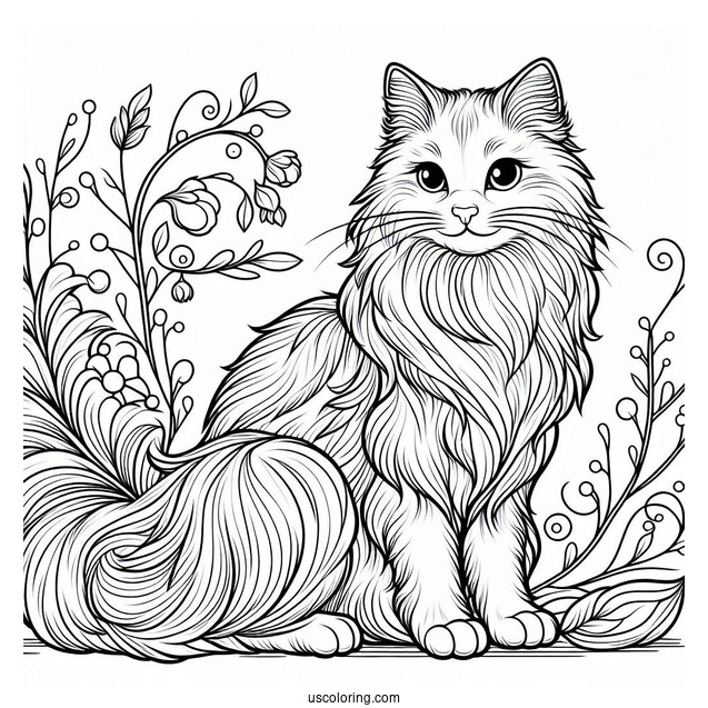 Norwegian Forest Cat Coloring Sheet