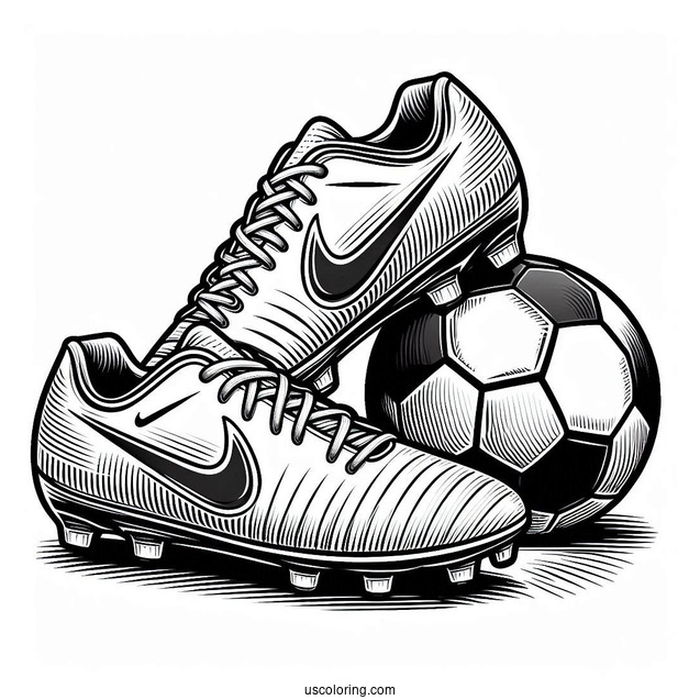 Nike Soccer Boots And Ball To Color