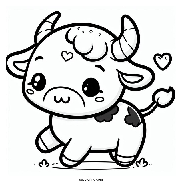 Cute Kawaii Cow Coloring Page