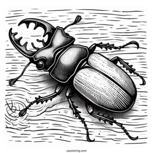Stag Beetle Coloring Page On Textured Wood