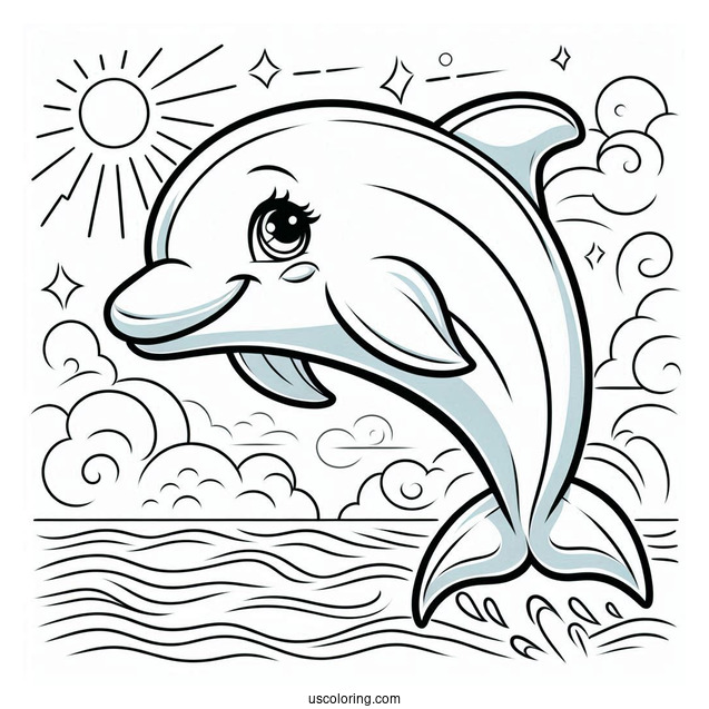 Smiling Dolphin Coloring Sheet For Kids