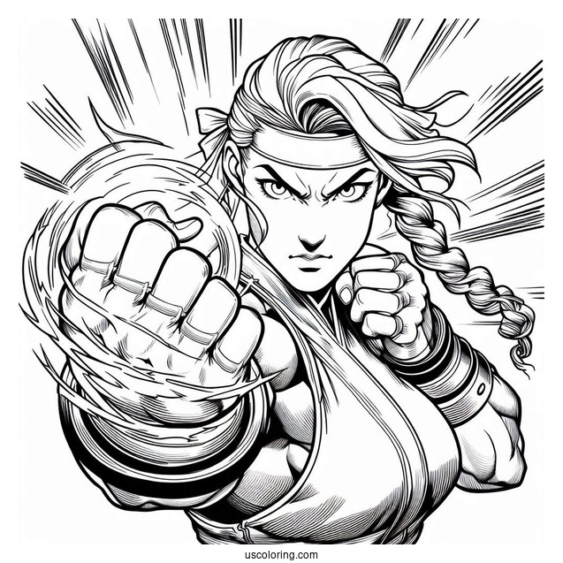 Street Fighter Coloring Page Of Laura Using Her Power