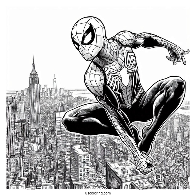 Spider-Verse Spider-Man Leaping Through City