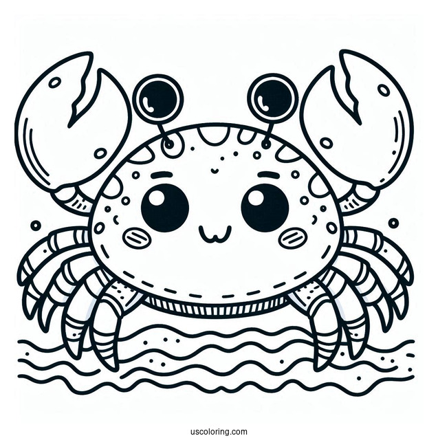 Cute Cartoon Crab Coloring Page Under The Sea For Kids