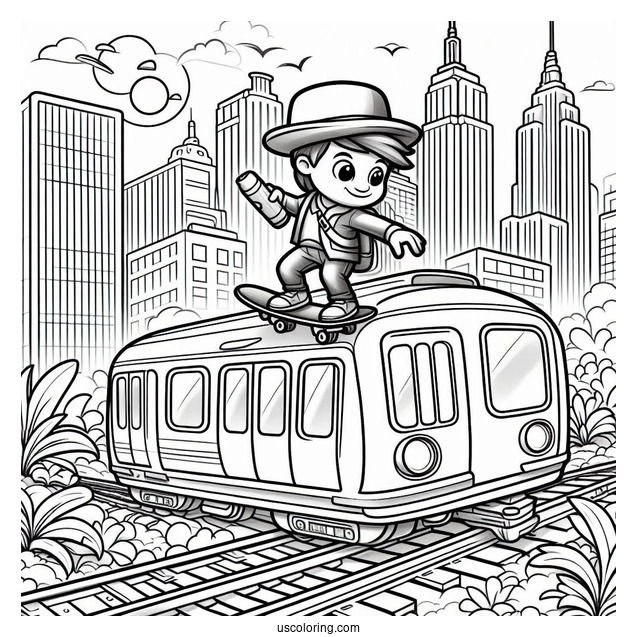 Subway Surfers Coloring Page Tricky On Top Of A Train