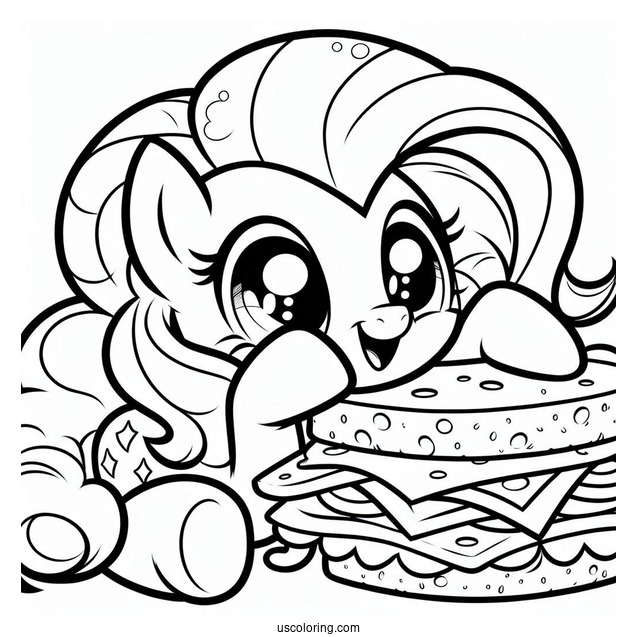 Pinkie Pie Coloring Page Smiling At Cheese Sandwich