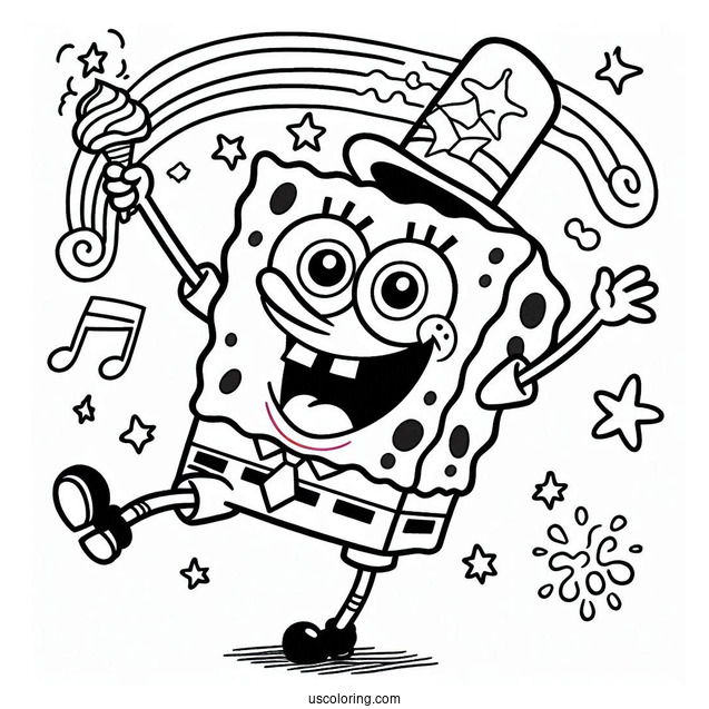 Happy SpongeBob Coloring Page