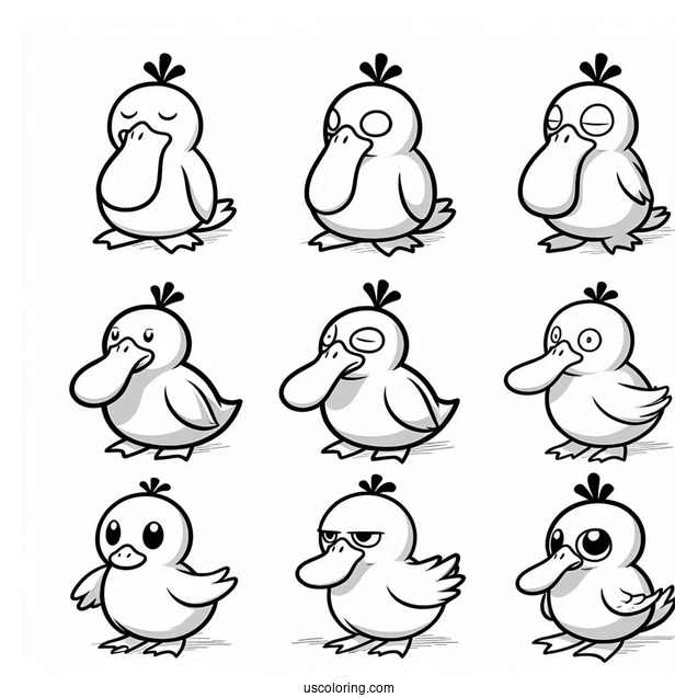 Psyduck Coloring Page Different Moods