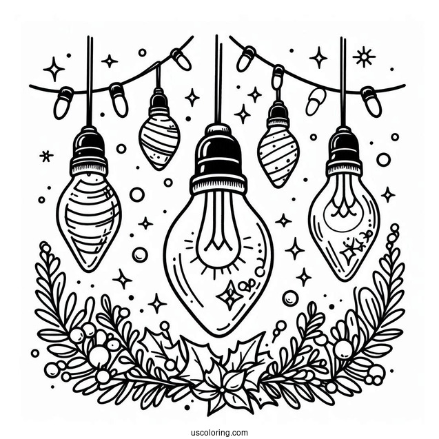 Simple To Color Christmas Light Bulbs