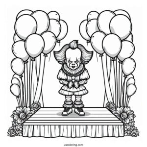 Pennywise On A Stage Surrounded By Balloons