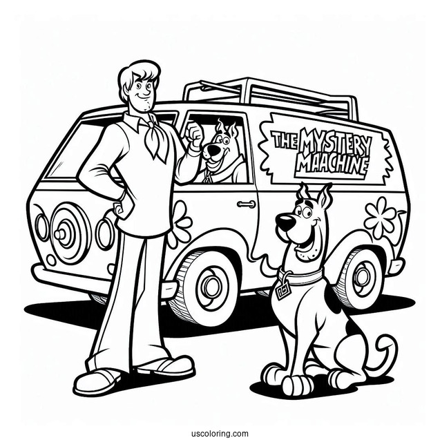 Scooby-Doo Characters In The Mystery Machine To Color