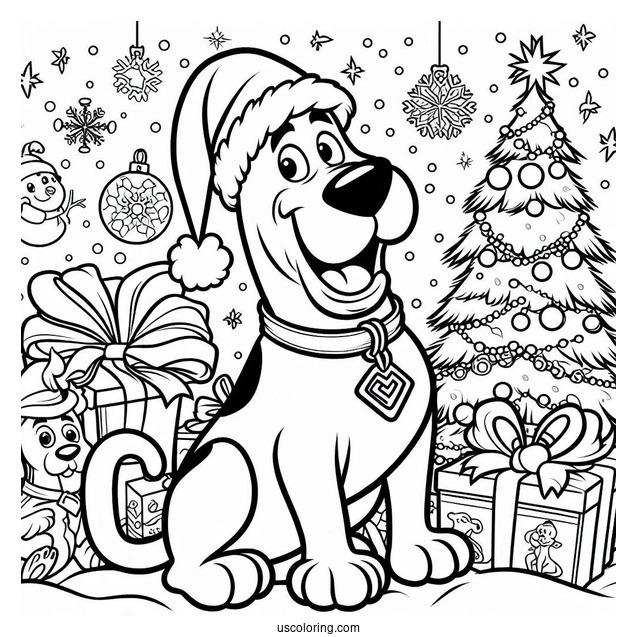Christmas Themed Scooby-Doo Coloring Page