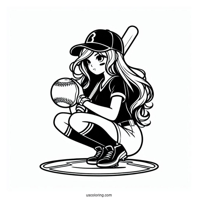 Baseball Players On The Pitch To Color