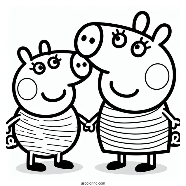 Peppa Pig And George Coloring Sheet