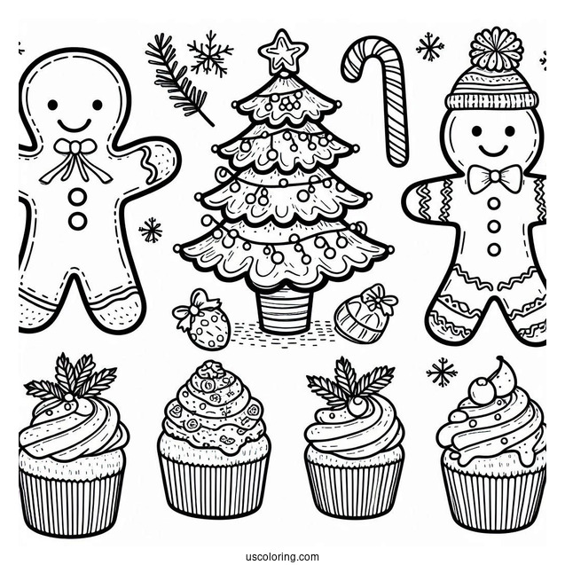 Gingerbread Men Decorating Christmas Cupcake