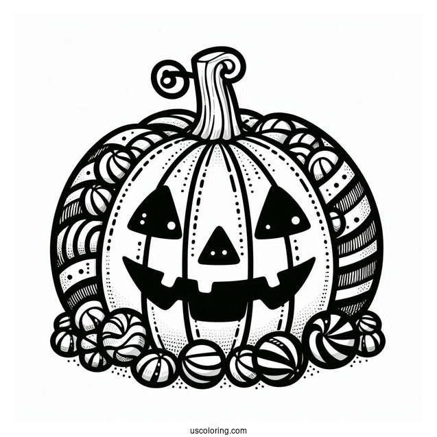 Pumpkin Coloring Page Of Jack O Lantern Full Of Candies