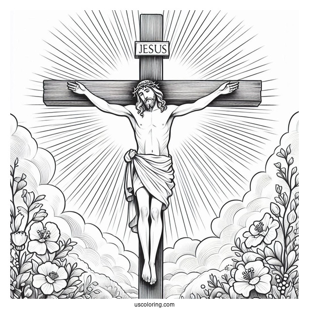 Jesus On The Cross Coloring Page For Sunday School