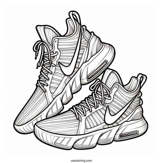 Nike Coloring Page Of Artistic Pair Of Shoes