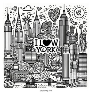 I Love New York Coloring Page For Kids