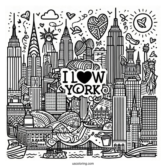 I Love New York Coloring Page For Kids