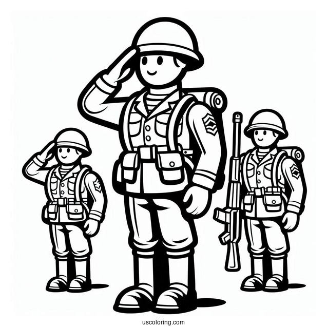 Plastic Toy Soldier Coloring Page Saluting