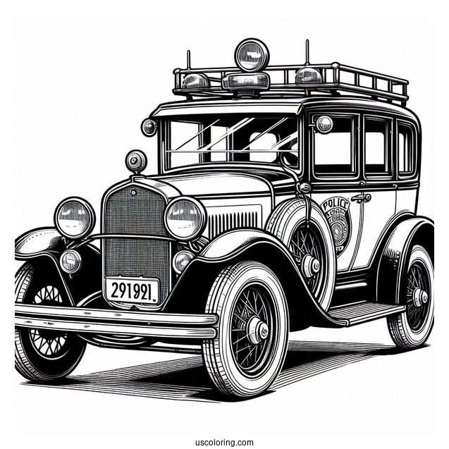 Old Police Car Coloring Sheet