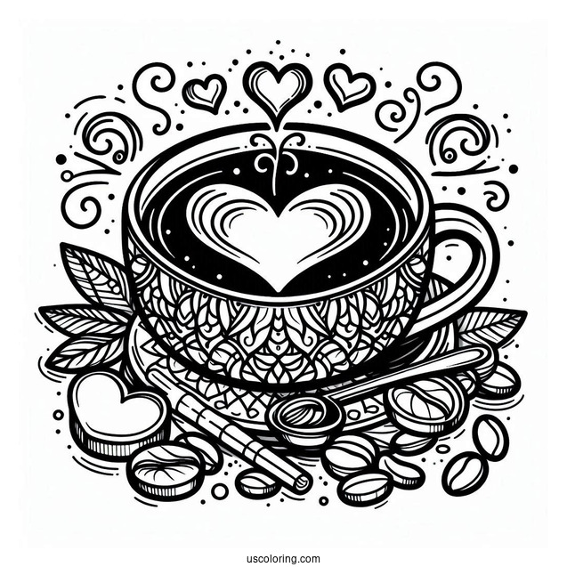 Coffee Coloring Pages Of Heart Coffee Art For Kids