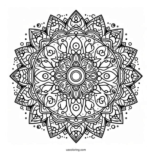 Pizza Mandala Coloring Page