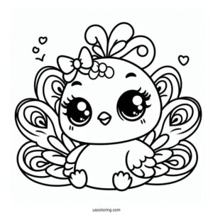 Kawaii Peacock Coloring Sheet