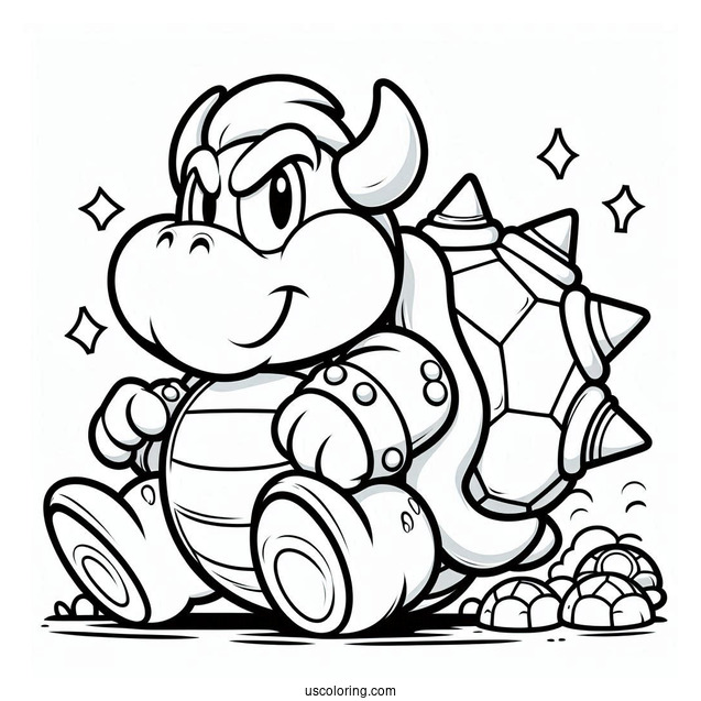 Coloring Page Of Bowser With Turtle Shells