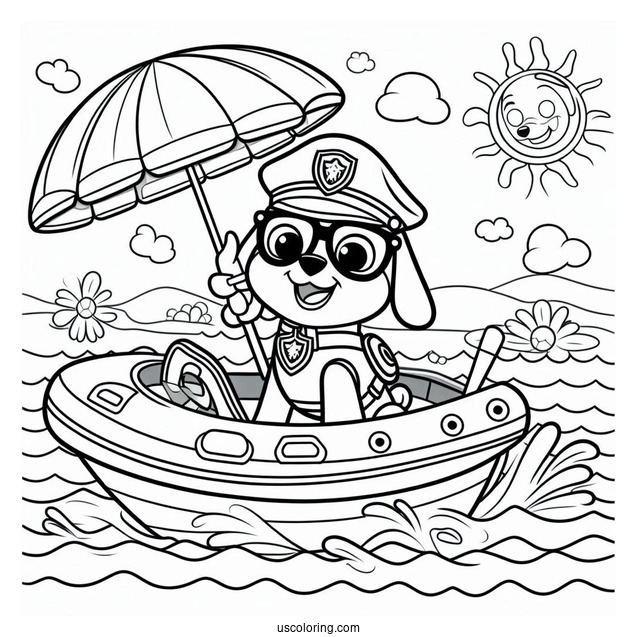 Coloring Sheet Of Zuma On Water Craft