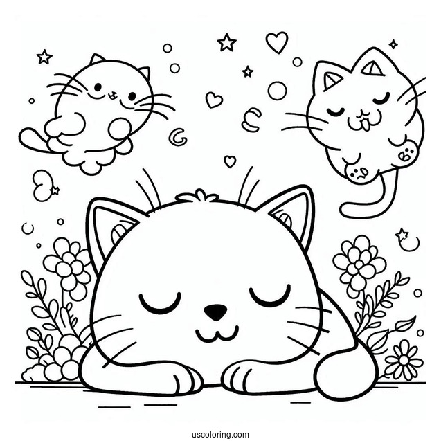 Smiling Critters Coloring Page Of Simple CatNap Outline