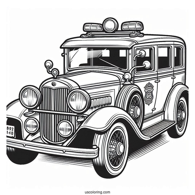 Old Police Car Coloring Sheet