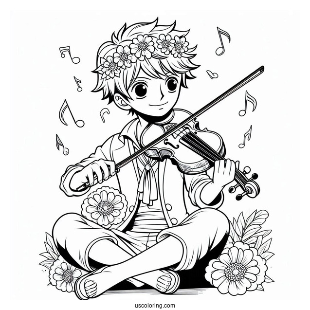 One Piece Coloring Page Of Brook Playing Violin